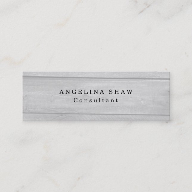 Skinny Gray Wood Classical Professional Creative Mini Business Card (Front)