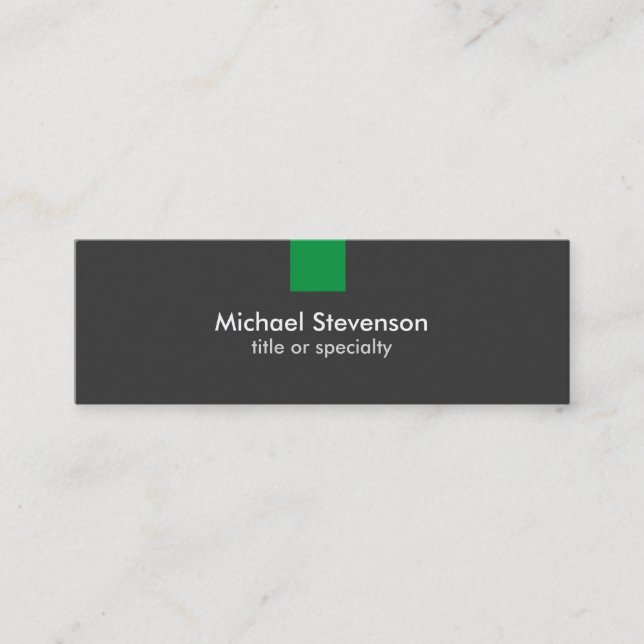 Skinny Grey Green Stripe Standard Business Card (Front)