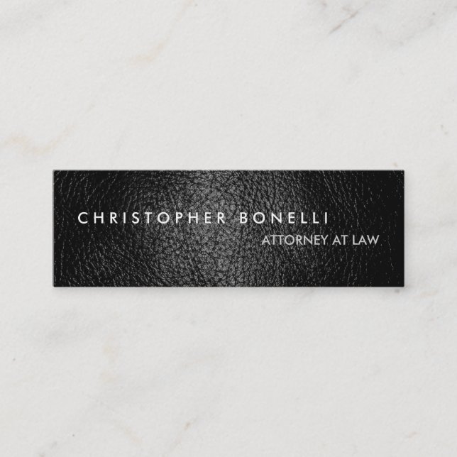 Skinny Grey Leather Effect Plain Business Card (Front)