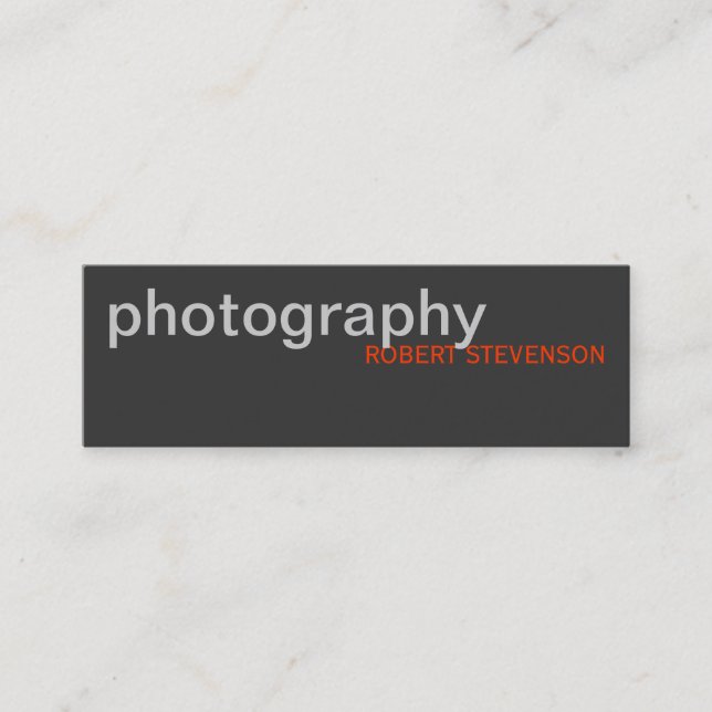 Skinny Grey White Photography Business Card (Front)