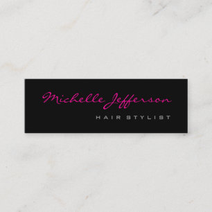 Skinny Hair Stylist Script Grey Pink Business Card