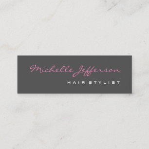 Skinny Hair Stylist Script Grey Pink Business Card