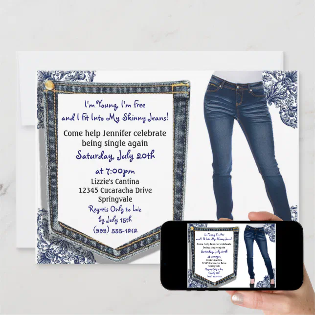 Skinny Jeans Divorce / Breakup Party Invitations (Downloadable)
