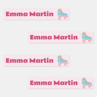 Skinny labels for pens - Roller Disco Pastel Pink