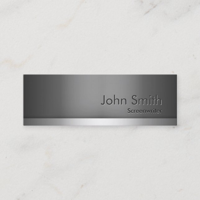Skinny Metal Screenwriter Business Card (Front)