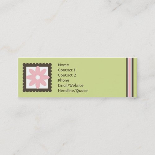 Skinny Mini Daisy Stripes Calling / Mommy Card Business Card Templates