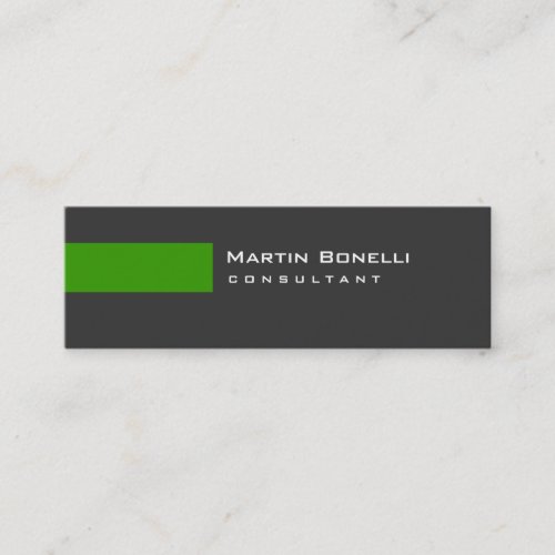 Skinny Modern Gray Green Simple Business Card