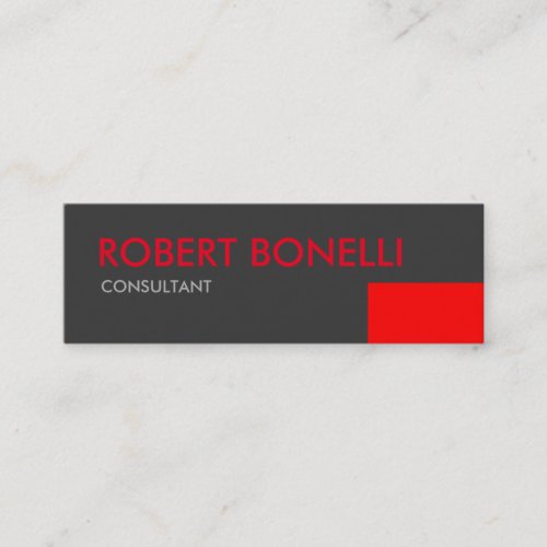 Skinny Modern Red Bold Text Grey Business Card