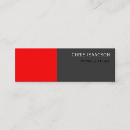 Skinny Modern Red Gray Simple Plain Business Card