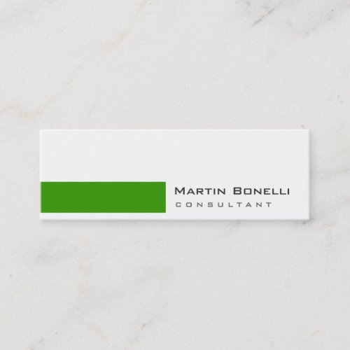 Skinny Modern White Green Simple Business Card