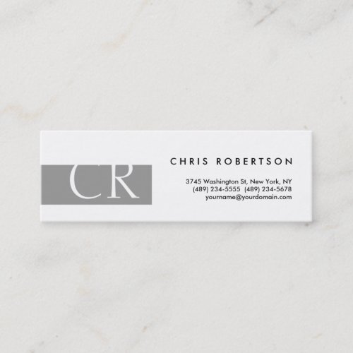 Skinny Monogram Black White Grey Business Card