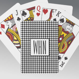 Skinny Monogram Black & White Houndstooth, Deck of Poker Cards