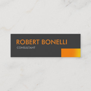 Skinny Orange Bold Text Grey Business Card