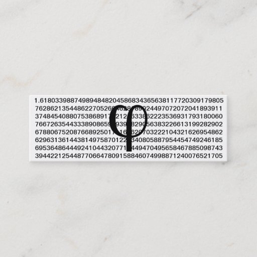 Customizable skinny phi golden ratio fibonacci business card