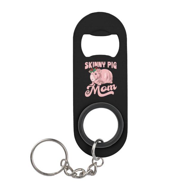 Skinny Pig Mom Keychain Bottle Opener (Front)