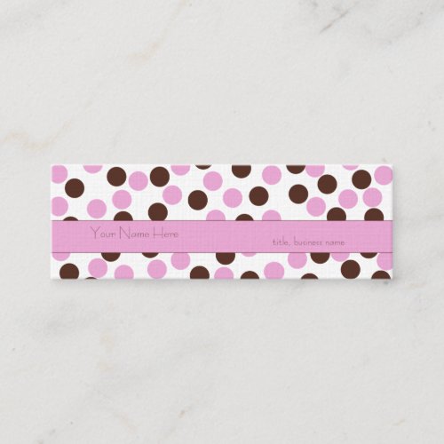 Skinny Pink and Brown Polka Dot Business Card