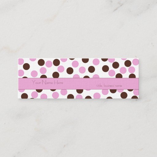 Customizable Skinny Pink and Brown Polka Dot Business Card
