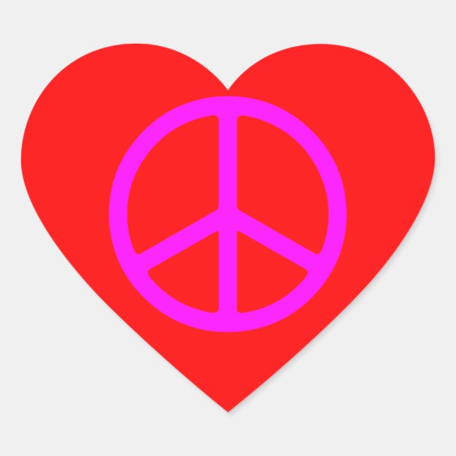 Skinny Pink Peace Symbol Heart Sticker (Front)