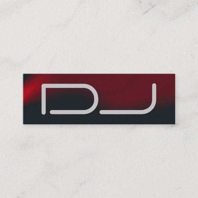 Skinny Plain DJ Stylish Black Red Waves Modern Mini Business Card (Front)