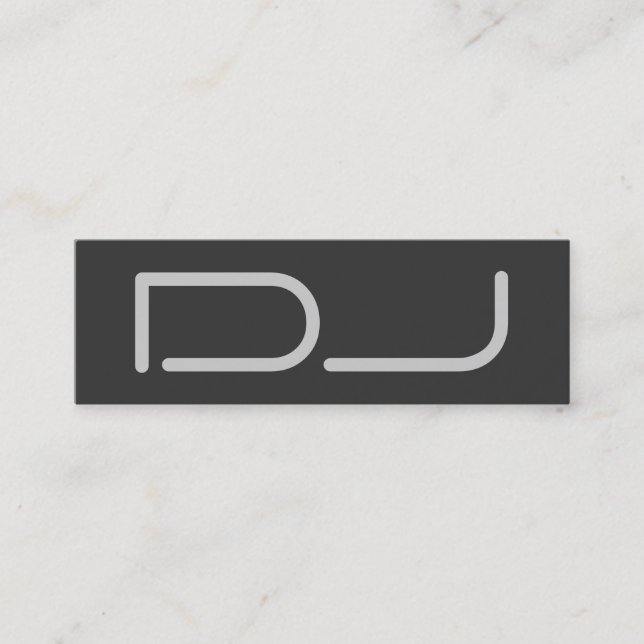 Skinny Plain DJ Stylish Gray Background Modern Mini Business Card (Front)