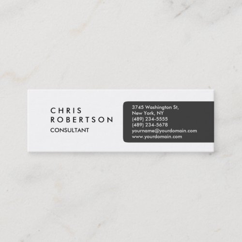Skinny Plain Gray White Attractive Business Card