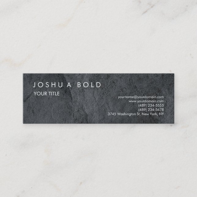 Skinny Plain Grey Texture Professional Modern Mini Business Card (Front)