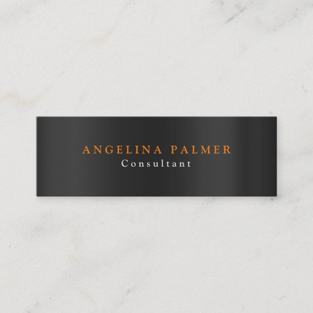 Skinny Plain Modern Gray Background Original Mini Business Card (Front)
