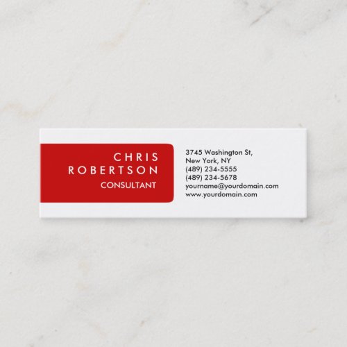 Skinny Plain Red White Attractive Business Card