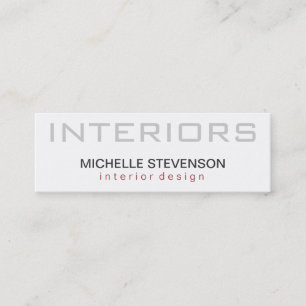 Skinny Plain White Interior Designer Business Card