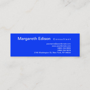 Skinny Professional Plain Blue Business Card