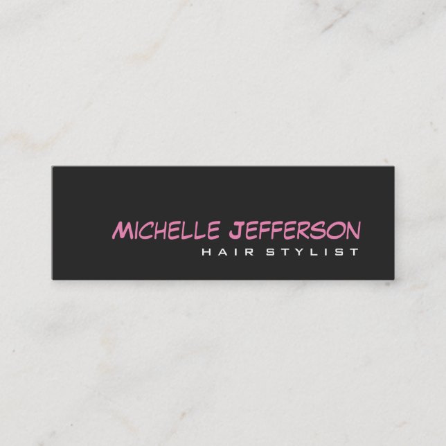 Skinny Professional Script Grey Pink Business Card (Front)