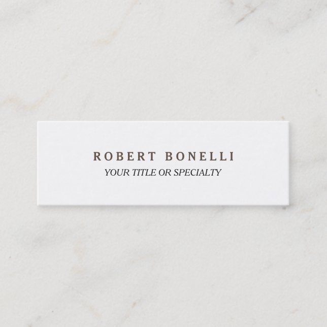 Skinny Professional Unique Clean Legible Mini Business Card (Front)