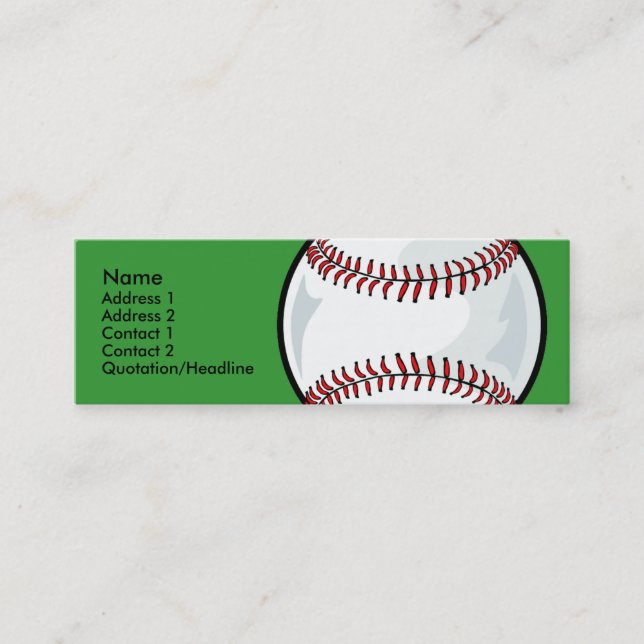 Skinny Profile Card Template - Baseball (Front)