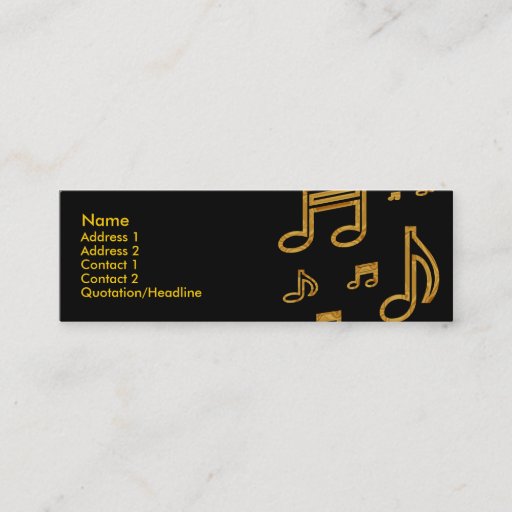 Customizable Skinny Profile Card Template - Gold Notes Business Card Templates