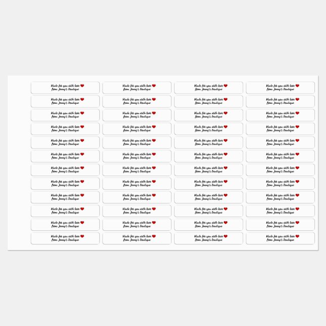 Skinny rectangle iron-on white labels (Sheet)
