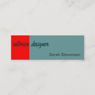 Skinny Red Blue Interior Designer Business Card