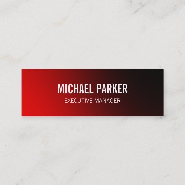 Skinny Red Bold Text Stylish Professional Mini Business Card (Front)