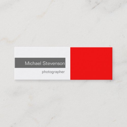 Skinny Red Grey White Photography Business Card