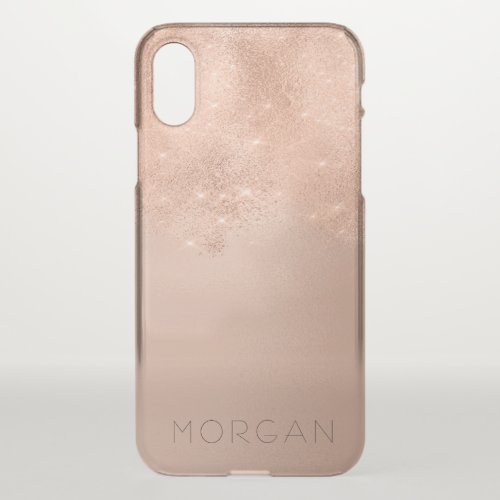 Skinny Rose Gold Glitter Italian Minimalism Name iPhone X Case