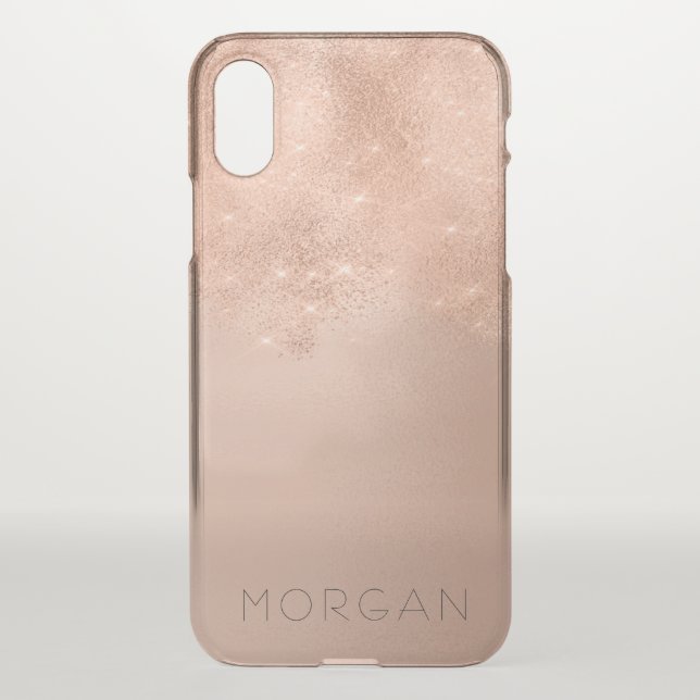 Skinny Rose Gold Glitter Italian Minimalism Name Uncommon iPhone Case (Back)