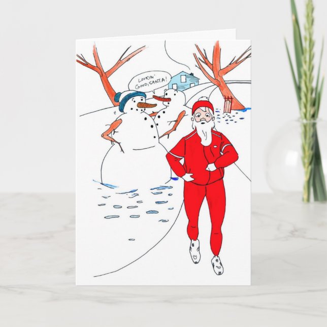 Skinny Santa Christmas Card for Runner (Front)