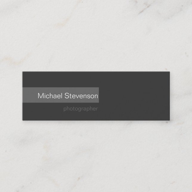 Skinny Simple Plain Grey Photography Business Card (Front)