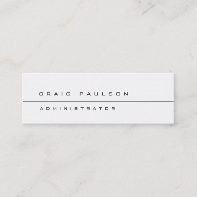 Skinny Simple Stylish Plain White Business Card (Front)