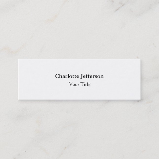 Skinny slim creative professional modern white mini business card (Front)