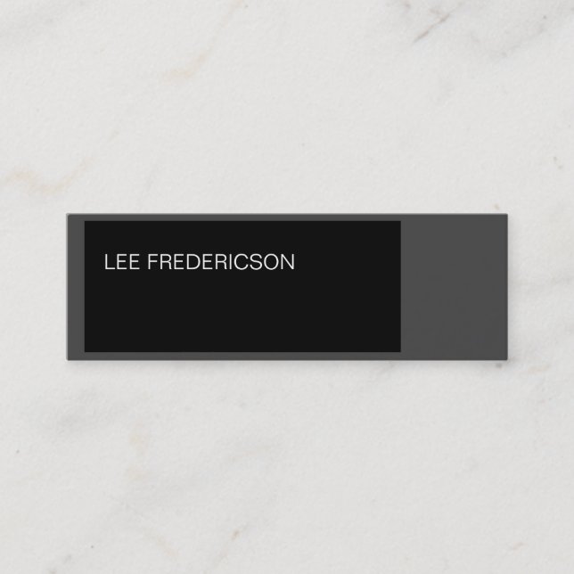 Skinny Slim Grey Black Simple Plain Business Card (Front)