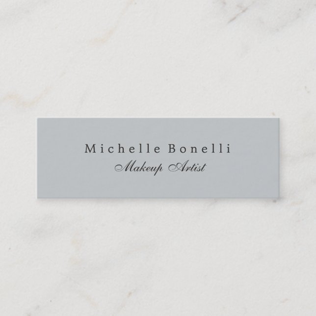 Skinny Slim Grey Double Sided Mini Business Card (Front)