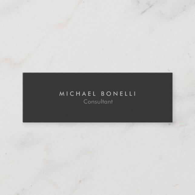 Skinny Slim Plain Grey Minimalist Business Card (Front)