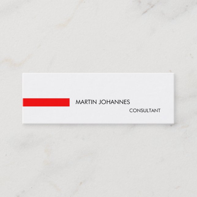 Skinny Slim Stylish Red Black White Business Card (Front)