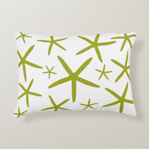 Skinny Starfish  Chartreuse Green Accent Pillow