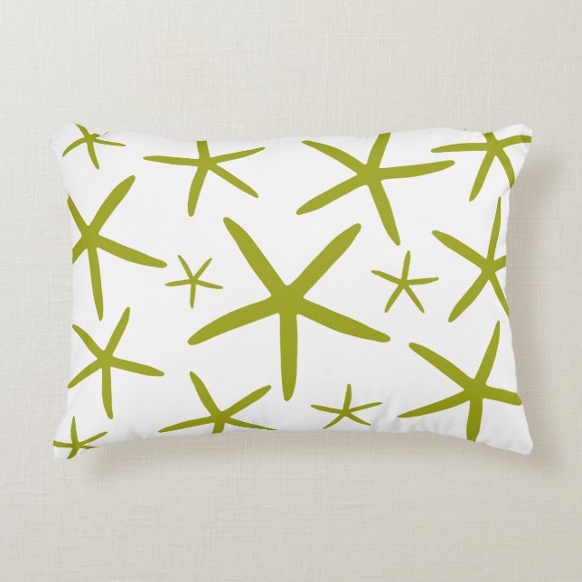 Skinny Starfish | Chartreuse Green Accent Pillow (Front)